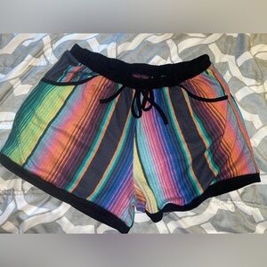 Crazy Train Women's Multicolor Striped Lounge Shorts - Black Trim size medium